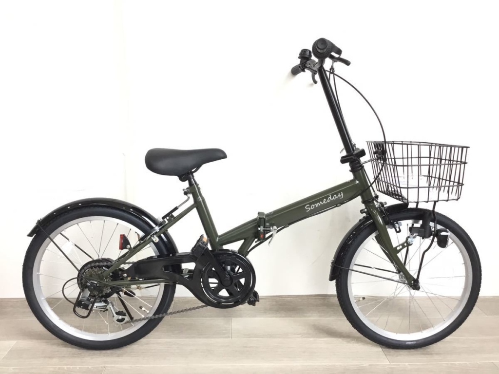 No.1412 レックス 20インチ 6段ギア 折り畳み 自転車 モスグリーン ...