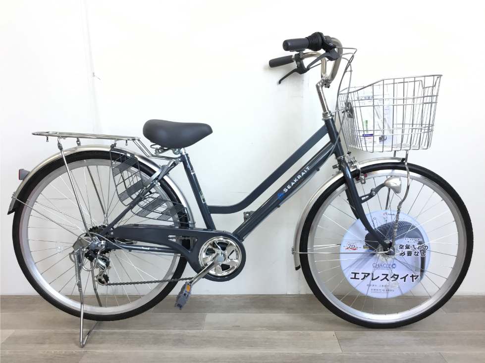 No.2110 タケダ 26インチ オートライト 6段ギア エアレスタイヤ 自転車 